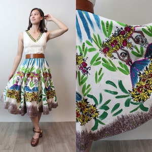 1990s does 1950s WOMEN with BASKETS cotton dress xs | new spring summer