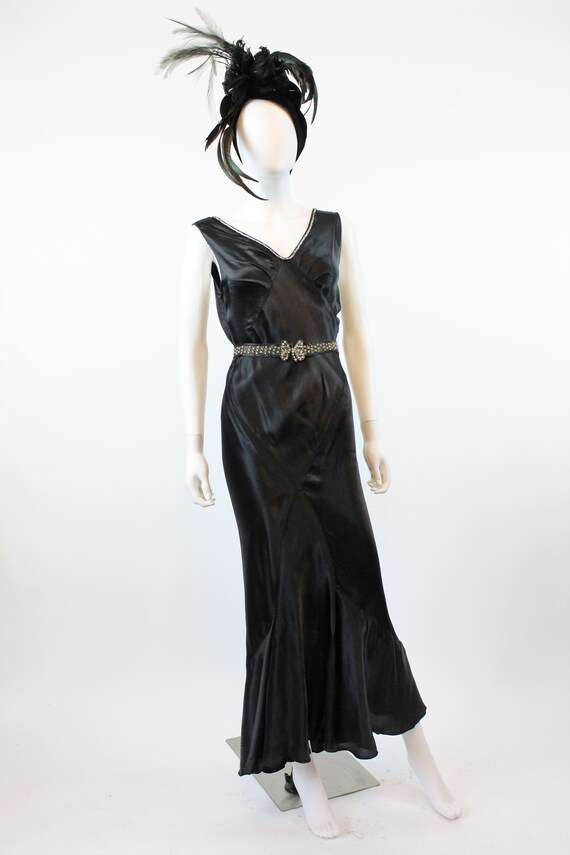 1930s liquid silk and rhinestone dress xs | bias … - image 3