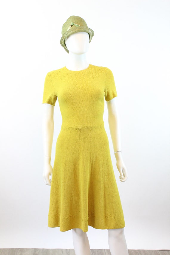 1940s CHARTREUSE knit dress xs small | new spring… - image 4