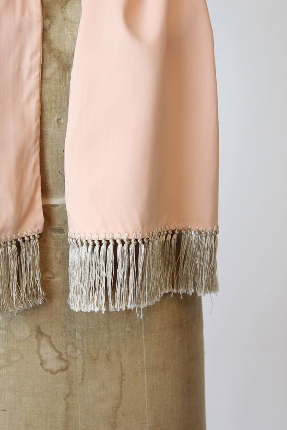 1940s peach rayon fringed scarf  | vintage wrap - image 3