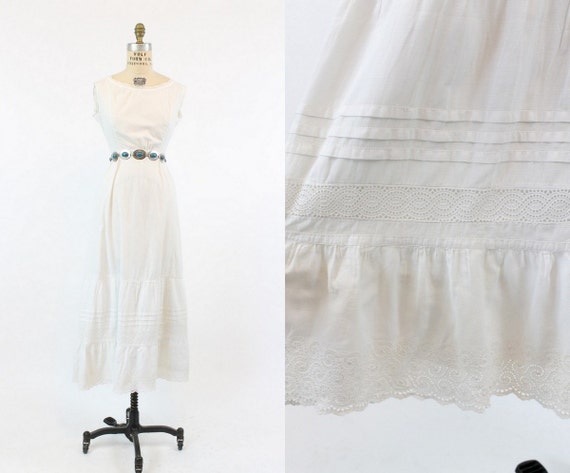 1910s Edwardian Dress XS / Antique White Lace Cott