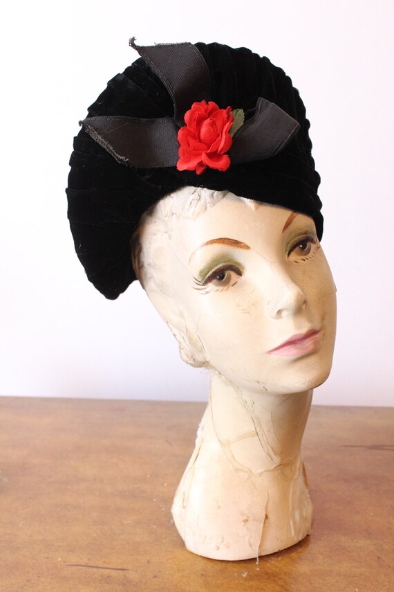 1940s TALL BRIM velvet hat | new fall - image 2