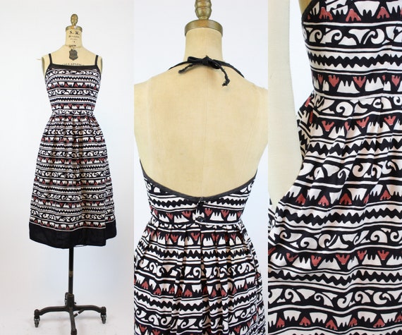 1970s Lanz halter dress xs | vintage batik dress … - image 1