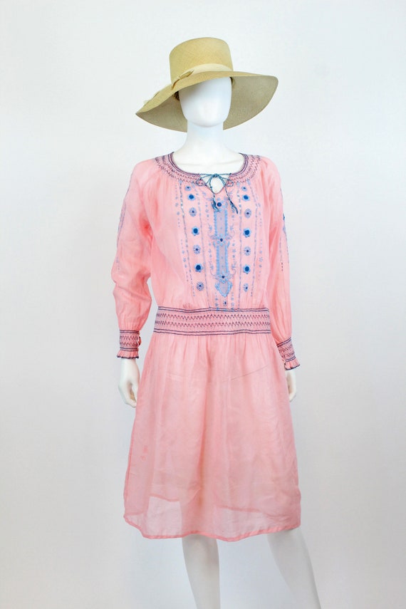1920s RARE PINK Hungarian peasant dress small | v… - image 2