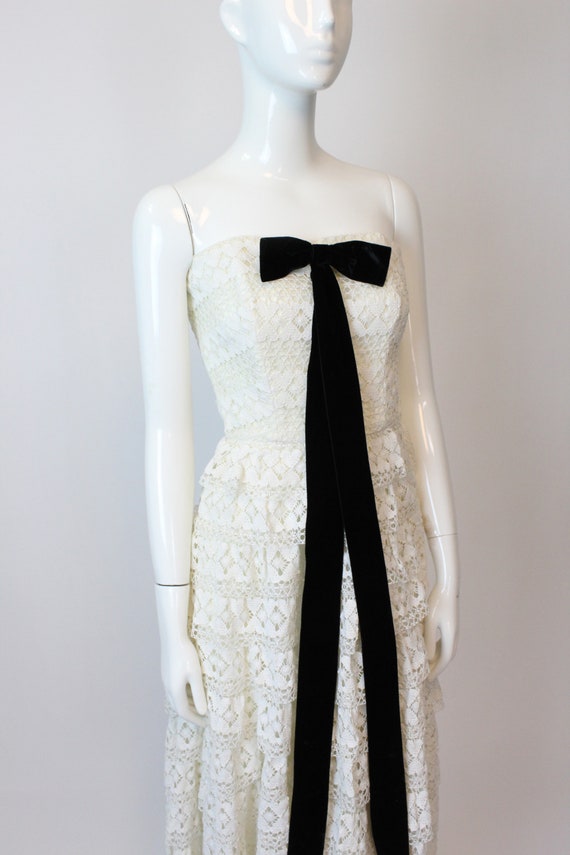 1950s crochet strapless dress xxs | saks fifth av… - image 5