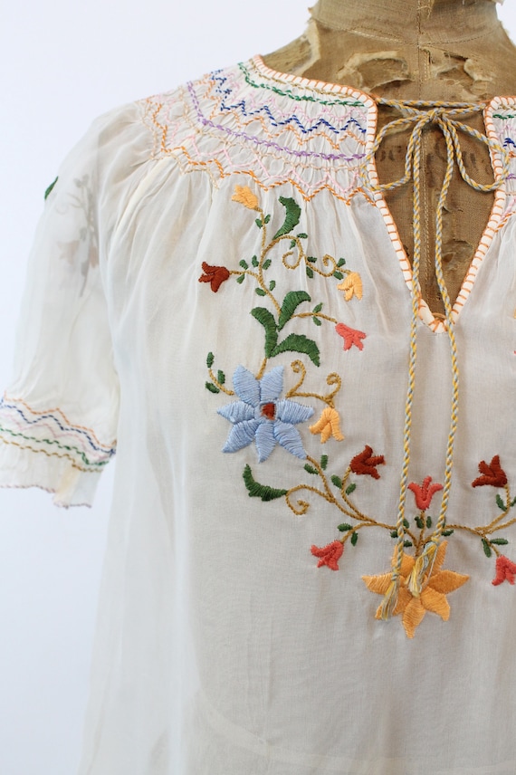 Vintage Hungarian hand Embroidered Peasant Blouse main image 0