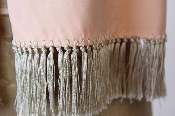 1940s peach rayon fringed scarf  | vintage wrap - image 5