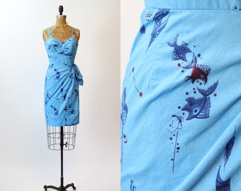 1950s PARADISE HAWAII fish print dress xs | new spring summer