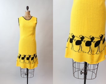 1970s ANTS novelty KNIT dress small | new fall