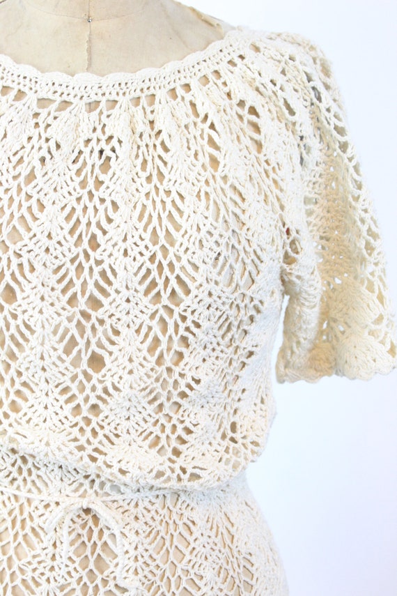 1930s IVORY knit dress small | new spring summer - image 4