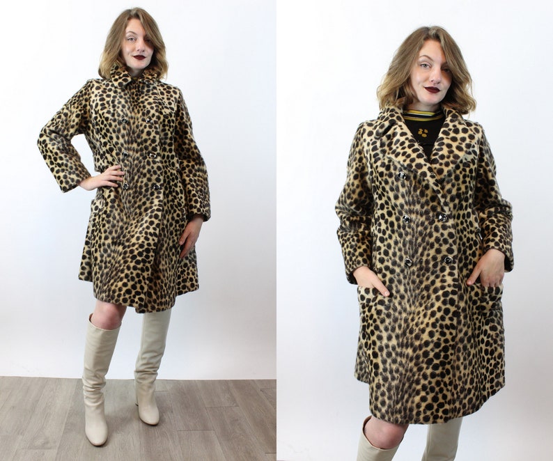 1960s faux LEOPARD print coat small medium new fall image 1