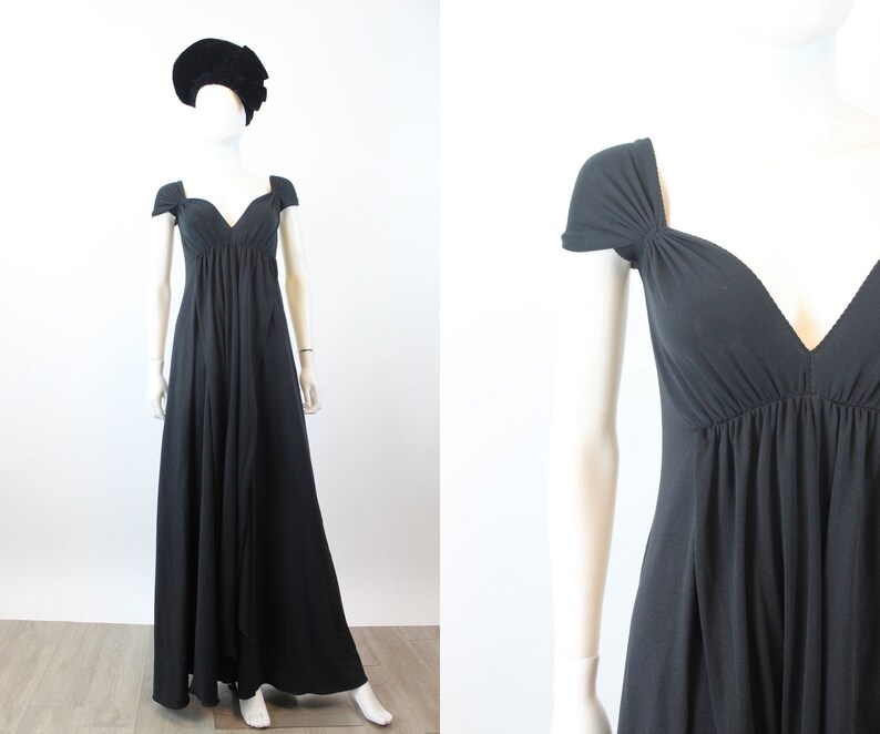 1970s 1971 JOHN KLOSS grecian dress jersey maxi small medium new winter image 1