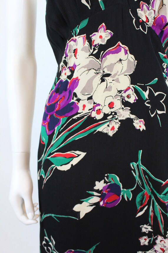 1930s rayon floral dress gown xs small  | new in - image 4