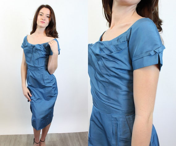 1950s Ceil Chapman SILK draped dress small | new … - image 1