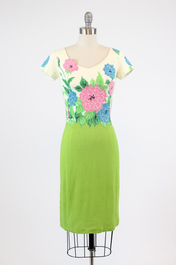 1950s floral cotton pique dress | vintage Jeanett… - image 2