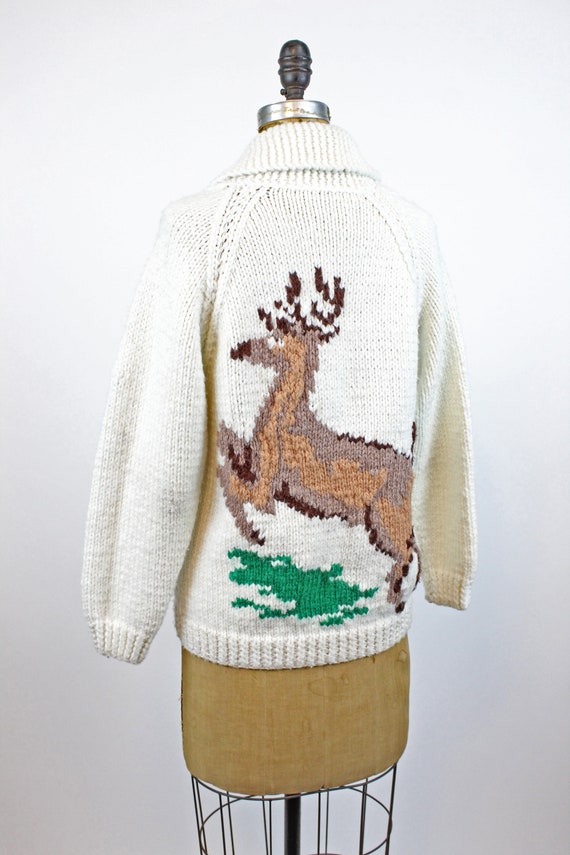 1960s Cowichan KNIT DEER cardigan sweater small m… - image 5