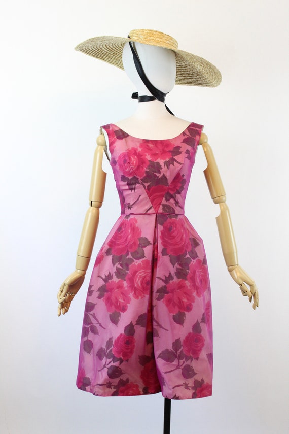 1950s ROSE PRINT organza dress xxs | new spring s… - image 2
