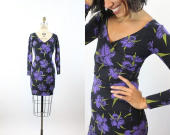 1980s PUNK Betsey Johnson ORCHID PRINT dress xs | new spring summer