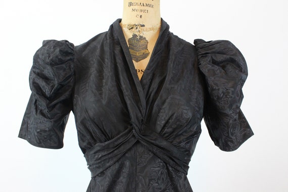 1930s MOIRE puff SLEEVES dress gown small | new w… - image 3