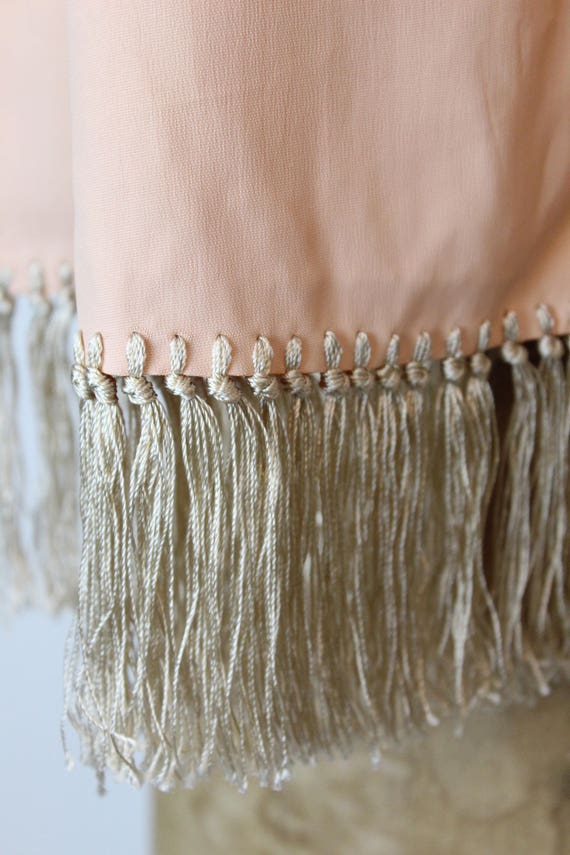 1940s peach rayon fringed scarf  | vintage wrap - image 4