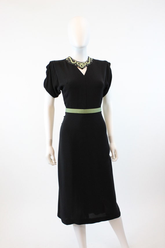 1940s rayon beaded dress xs | vintage peek a boo … - image 3