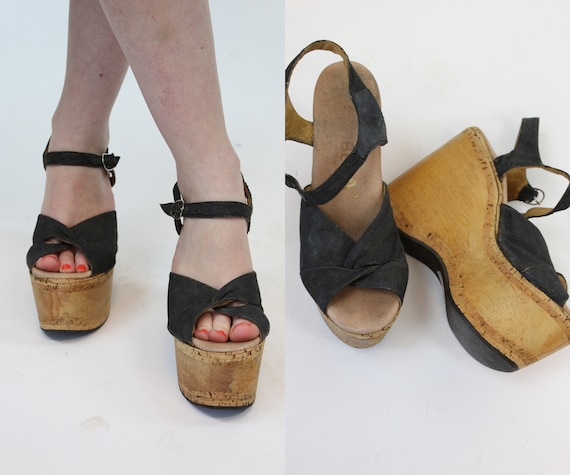 1970s Carber cork platforms size 6.5 us | vintage