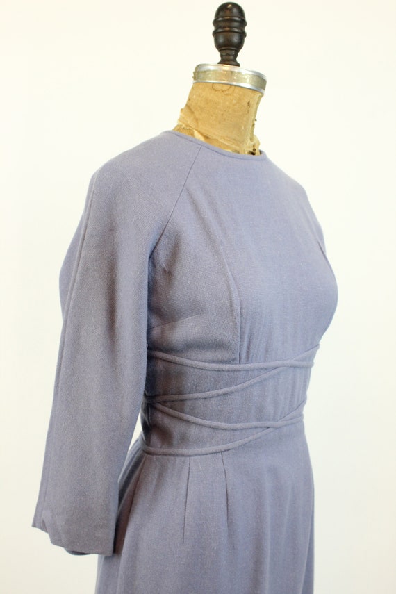 1950s PERIWINKLE wool wiggle dress small | new fa… - image 6