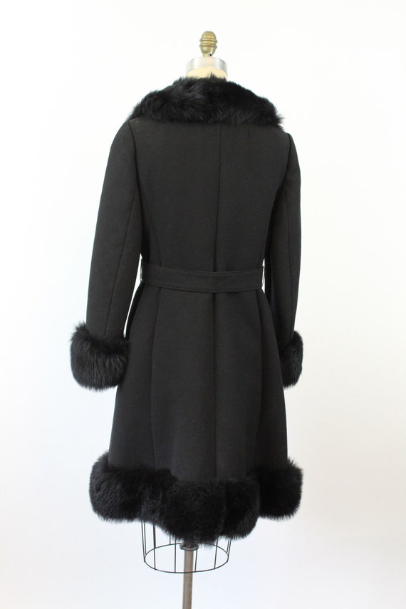 1960s black FAUX FUR belted coat medium | new win… - image 6