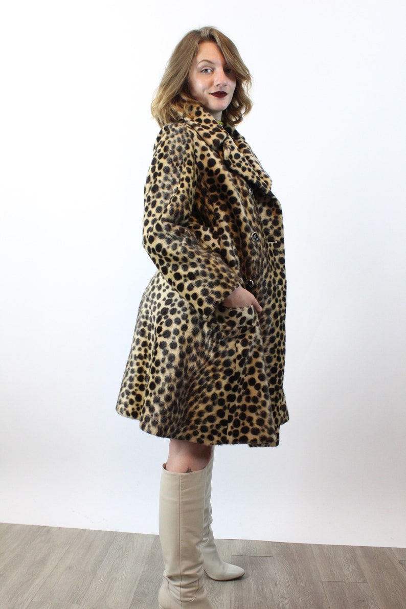 1960s faux LEOPARD print coat small medium new fall image 6