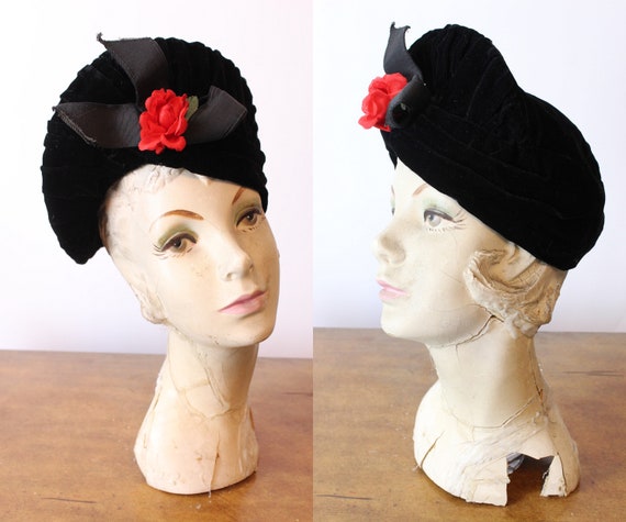 1940s TALL BRIM velvet hat | new fall - image 1