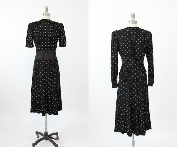 1930s two piece set small | rayon cloque dress JMC