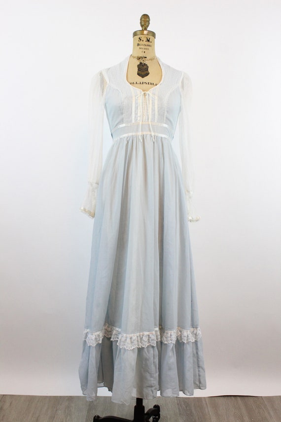 1970s Gunne Sax CORSET blue maxi dress xxs | new spri… - Gem