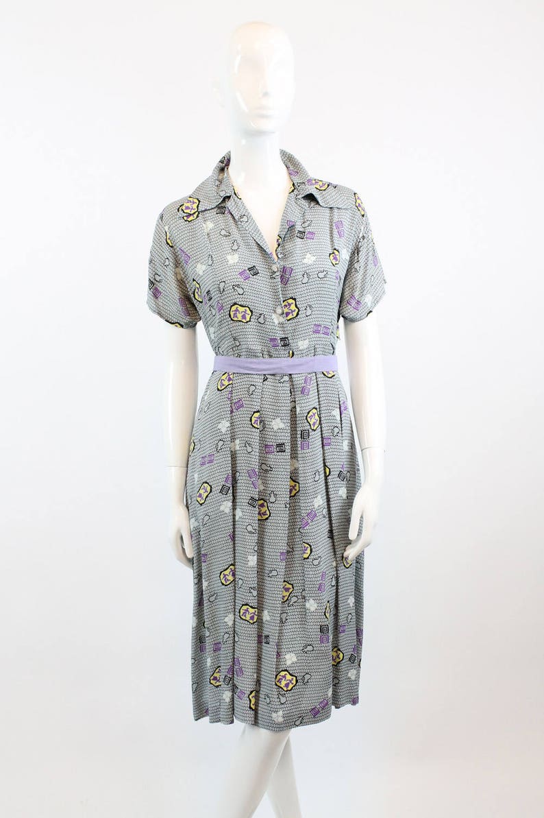 1940s novelty print dress medium vintage figure and jugs print new in image 2