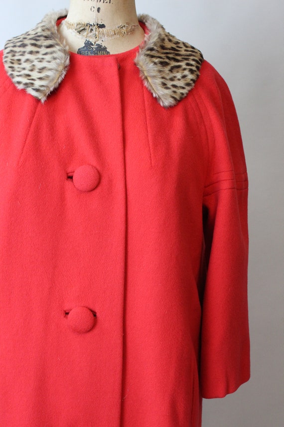 1960s LILLI ANN red fur collar mohair coat small … - image 7