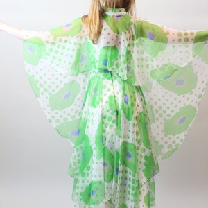1970s SHEER double layered MAXI dress cape xs new spring summer image 8
