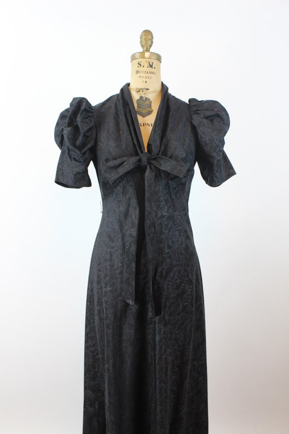 1930s MOIRE puff SLEEVES dress gown small | new w… - image 9