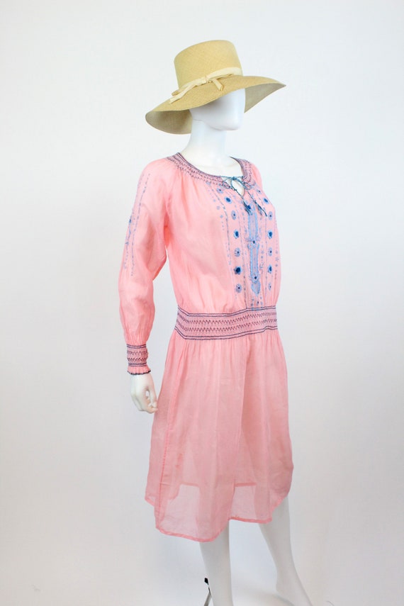 1920s RARE PINK Hungarian peasant dress small vinta… Gem