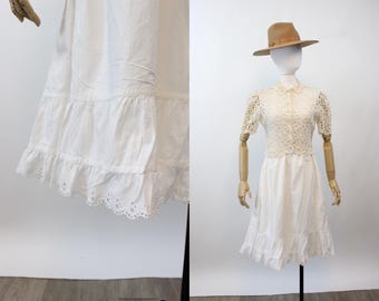 ANTIQUE SKIRT eyelet xs edwardian cotton skirt | new spring summer