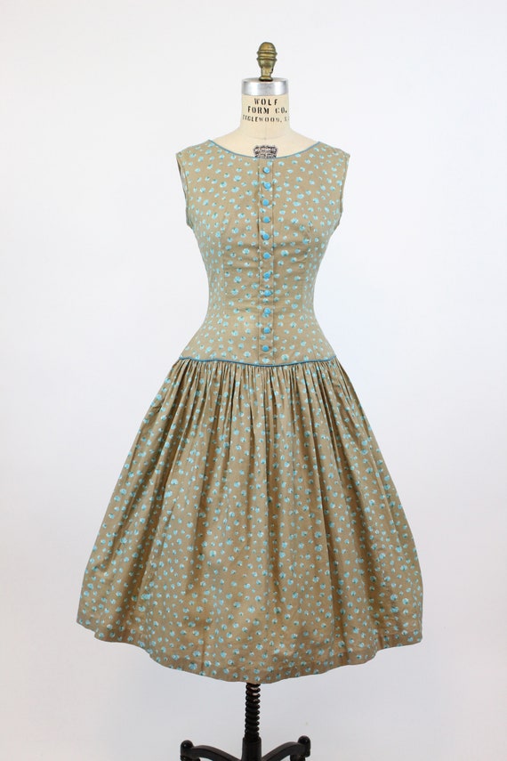 1950s rose print cotton dress small medium | vint… - image 2