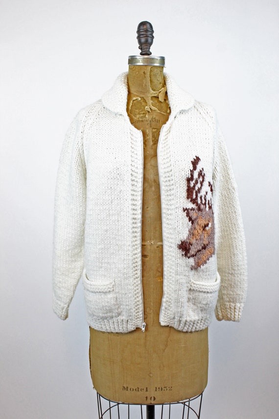 1960s Cowichan KNIT DEER cardigan sweater small m… - image 6