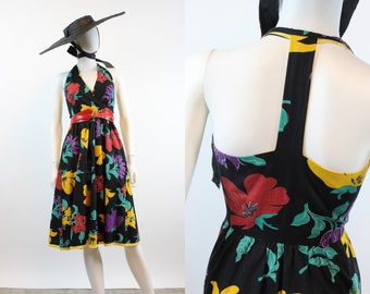 1980s T BACK cotton floral WRAP dress xs | new spring summer summer