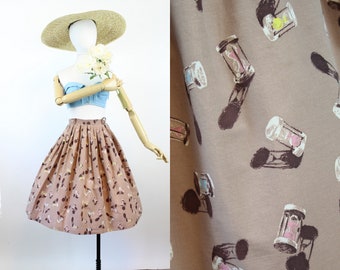 1950s HOURGLASS print novelty skirt xs | new spring summer