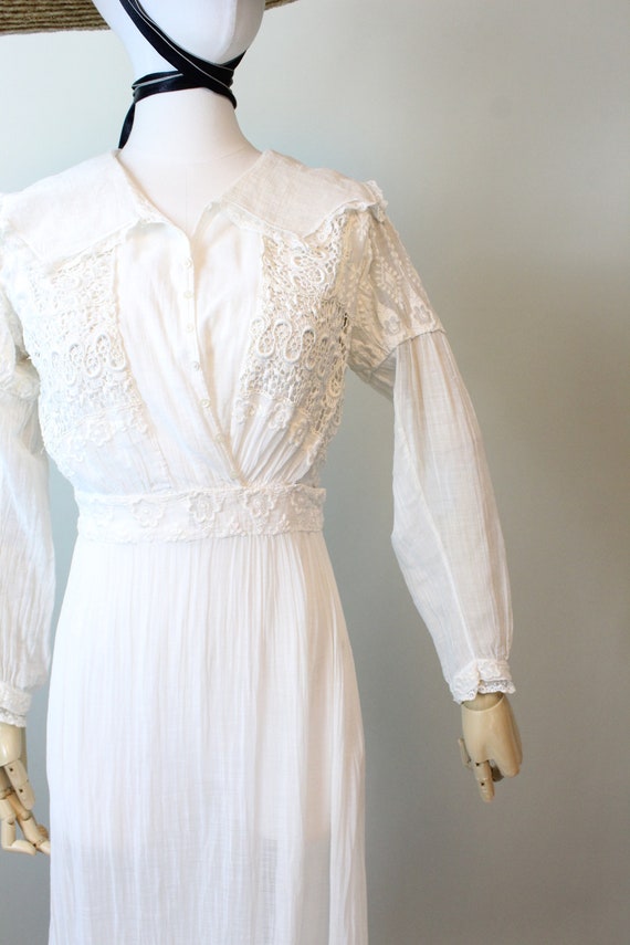 1910 ANTIQUE cotton lace edwardian lingerie dress… - image 5