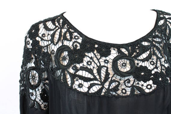 1930s lace dress | tissue silk spiderweb cutout |… - image 4