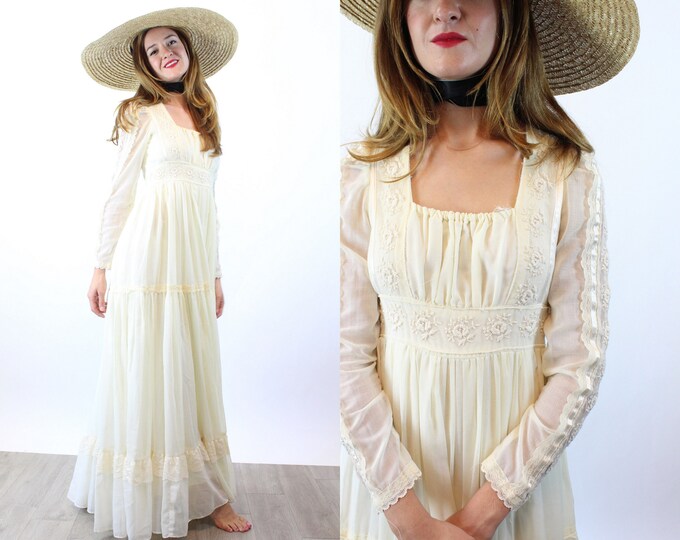 1970s GUNNE SAX Peasant Maxi Wedding Dress Xs | New Fall - Etsy
