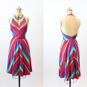 1970 EVELYN de JONGE vestido halter xs / nueva primavera verano