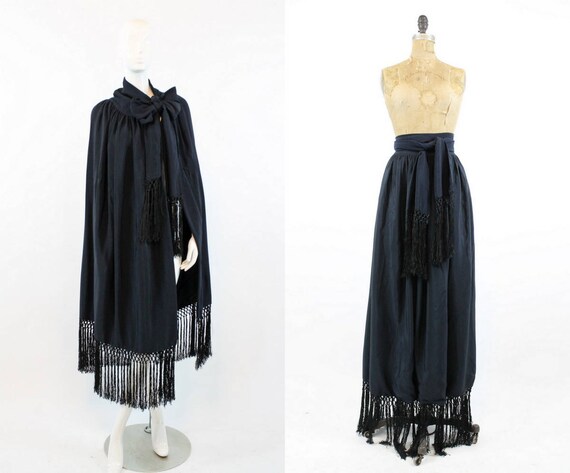 1920s fringe cape silk | wrap skirt | all sizes