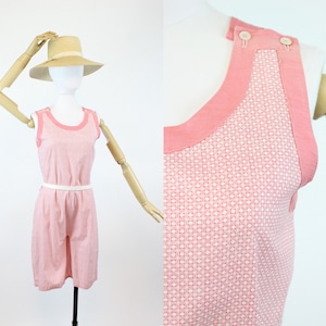 1930s circle print romper xs | vintage cotton playsuit deco geo print