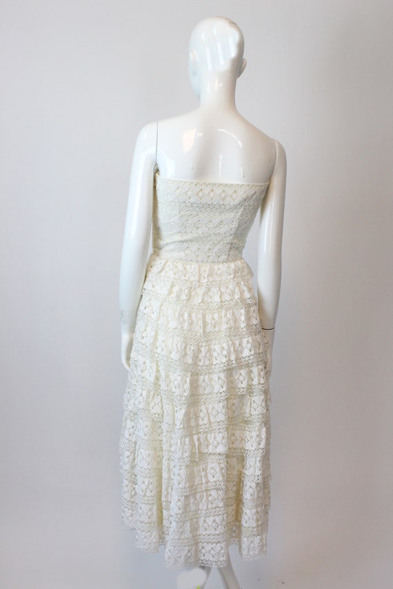 1950s crochet strapless dress xxs | saks fifth av… - image 9