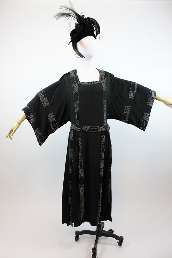1920s silk beaded kimono sleeve dress small | vin… - image 2